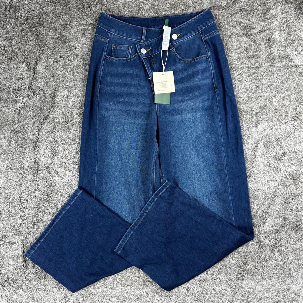 HALARA Women's Dark Blue Wide Leg Jeans high waist m p